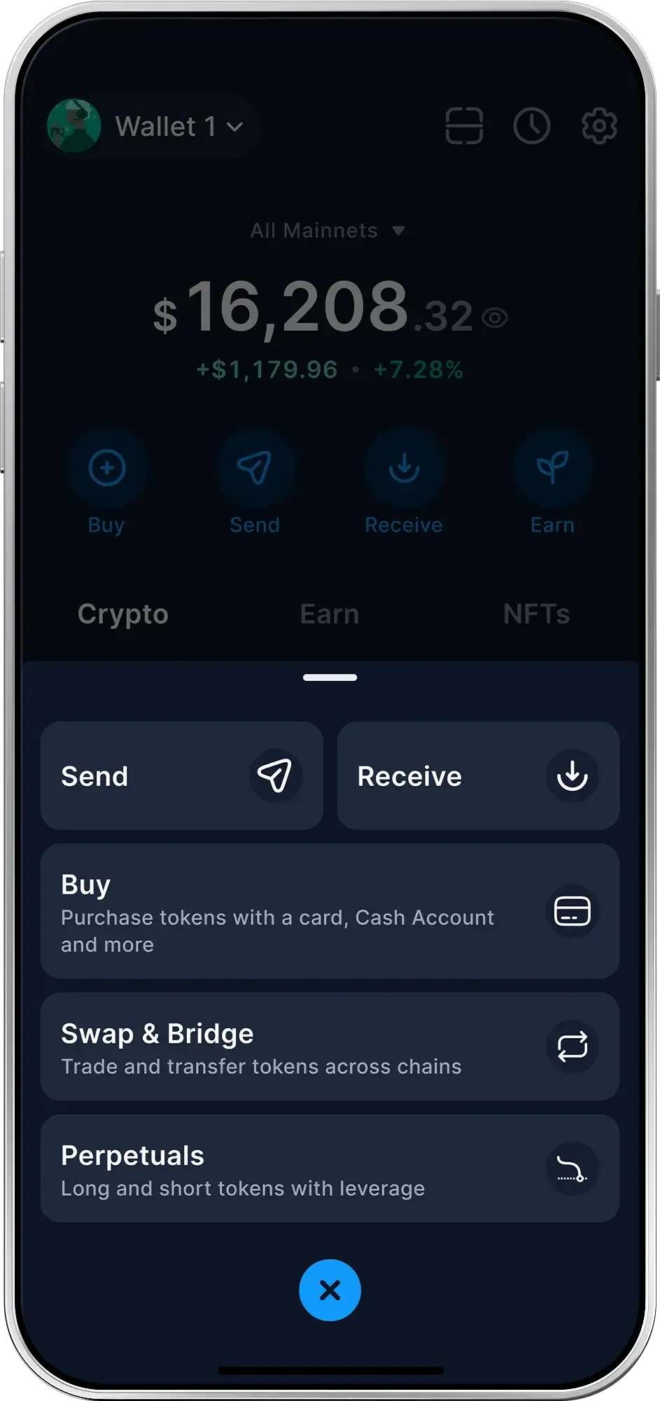 Buy Swap Send Screen